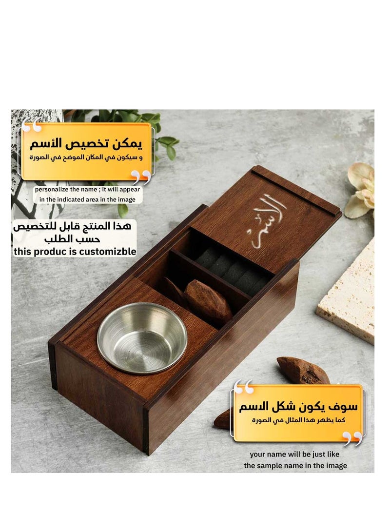 Story Of Candle An incense burner made of luxurious wood, an incense burner with a customizable name, “in your name or the name of your loved one,” with a distinctive design and   Brown color. - Image 4