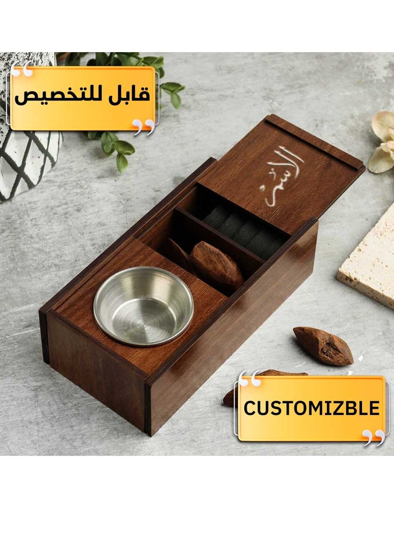 Story Of Candle An incense burner made of luxurious wood, an incense burner with a customizable name, “in your name or the name of your loved one,” with a distinctive design and   Brown color. - Image 2