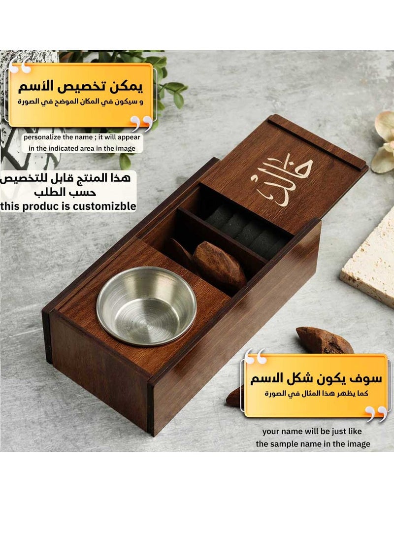 Story Of Candle An incense burner made of luxurious wood, an incense burner with a customizable name, “in your name or the name of your loved one,” with a distinctive design and   Brown color. - Image 3
