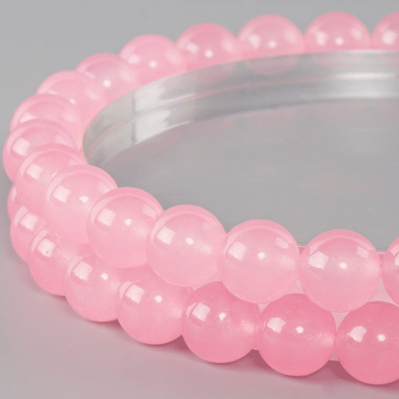 6mm Natural Rose Chalcedony Round Bead  60PCS Bulk Gemstone Beads for Jewelry Making DIY Bracelets Necklaces  Includes Crystal Stretch Cord  Stone Beads for Crafting Gifts