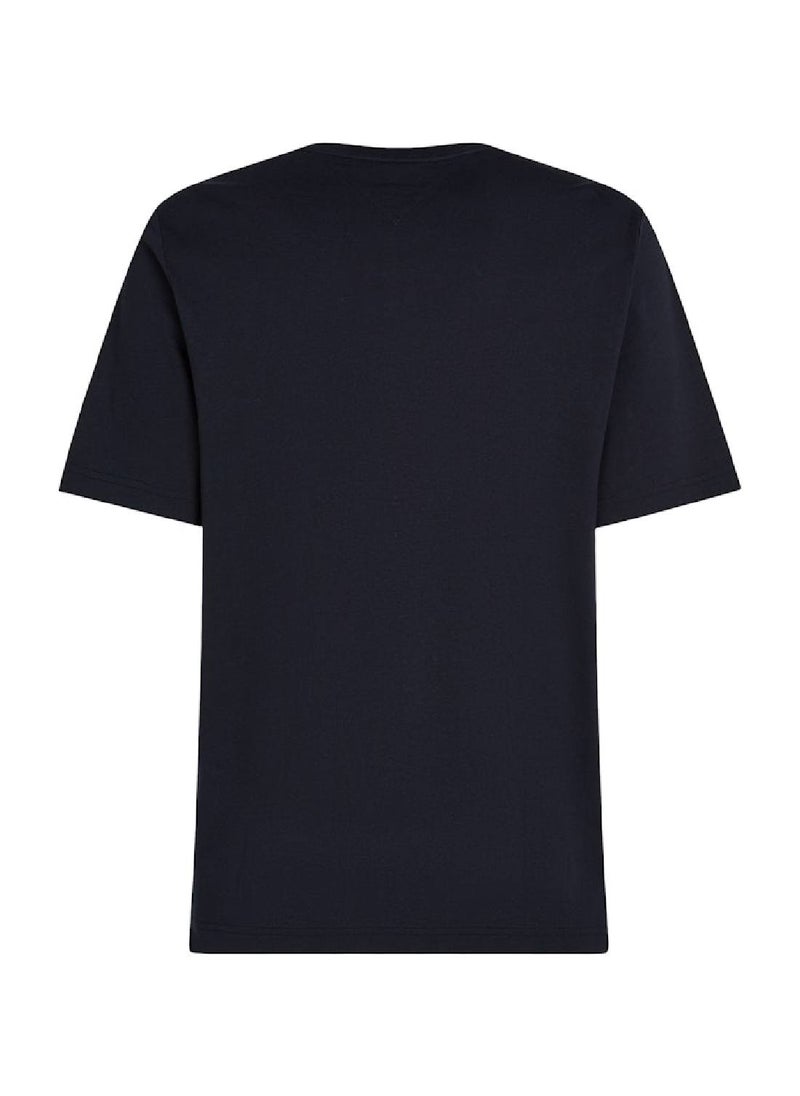 TOMMY HILFIGER Men's Crew Neck Logo Panel T-Shirt - Cotton, Blue  - Image 5
