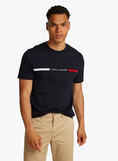 TOMMY HILFIGER Crew Neck Logo Panel T-Shirt
