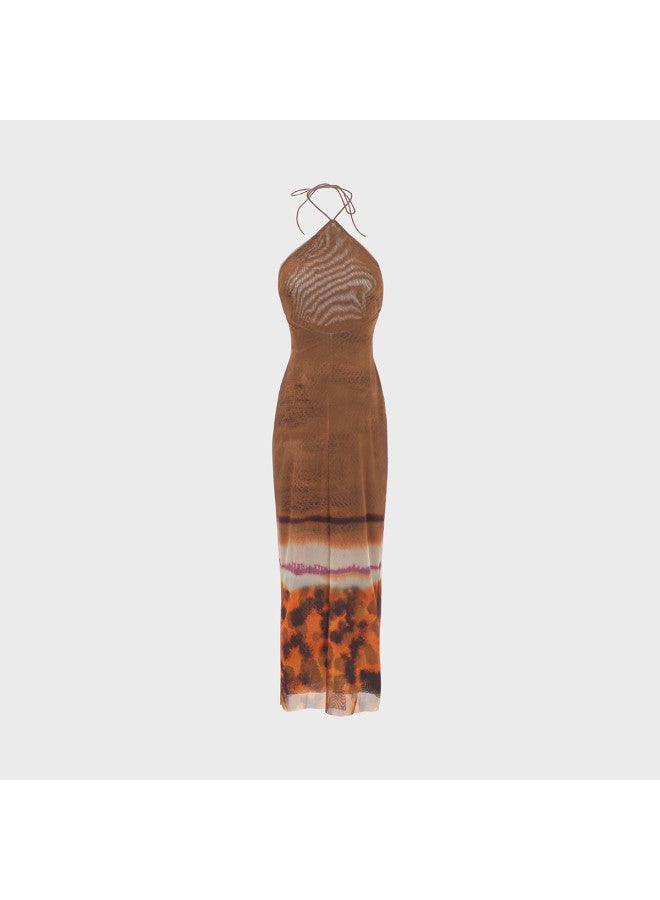 Zara Women's Casual Halter Tie Shoulder Comfortable Long Dress - Image 3