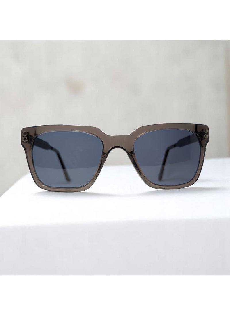 Armando Cavelli - Authentic Armando Cavelli sunglasses, crafted from carefully selected premium acetate for a luxurious look and longevity with extensive use. This model combines modernity and classic style, with a raw grey acetate front and blue -plated metal temples to complete your luxury look. Comes with premium polymer lenses offer UV400 protection in a grey - Image 1