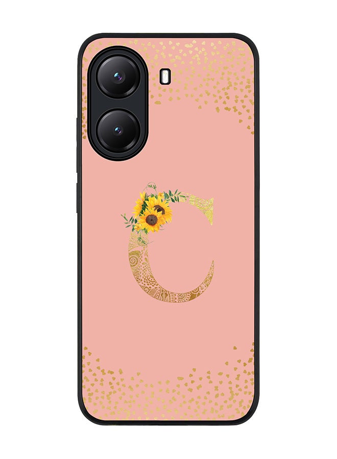 Stylizedd For Xiaomi Poco X7 Pro 5G Case,Slim fit Camera Protection, Shockproof Thin Phone cover  - Custom Floral Monogram - C  (Rose Pink ) - Image 1