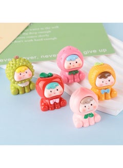 Generic Resin Creative Three-dimensional Second-generation Fruit Cubs Diy Accessories Key Chain Pendant Material Micro Landscape Ornaments-Colour:5 Solid Colors For Even Hair  - Image 3