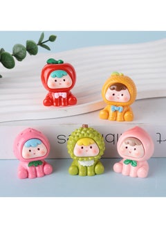 Generic Resin Creative Three-dimensional Second-generation Fruit Cubs Diy Accessories Key Chain Pendant Material Micro Landscape Ornaments-Colour:5 Solid Colors For Even Hair  - Image 1