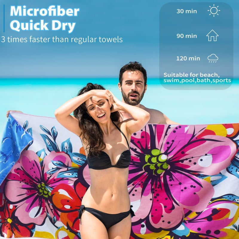 TwoYek Microfiber Thin Beach Towel Lightweight 71x32 inch Oversized Extra Large Sand Free Towels Fast Dry for Travel Pool Camping Sports Beach Accessories Vacation Essential Gift - Image 4
