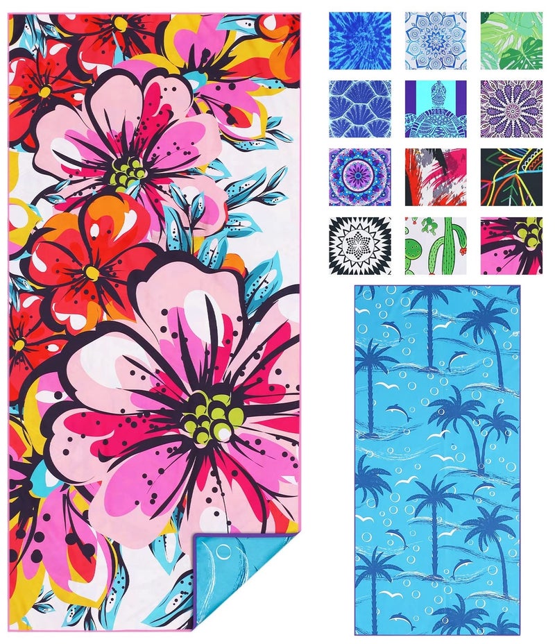 TwoYek Microfiber Thin Beach Towel Lightweight 71x32 inch Oversized Extra Large Sand Free Towels Fast Dry for Travel Pool Camping Sports Beach Accessories Vacation Essential Gift - Image 1