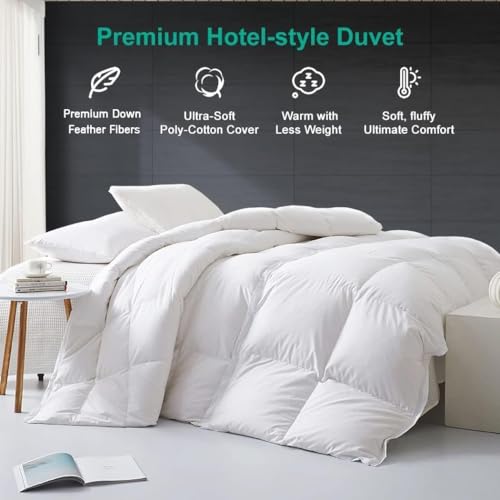 APSMILE Lightweight AllSeason Down Feather Fibers Comforter QueenFull Duvet Insert for Hot SleepersWarm Weather UltraSoft High FillPower Hotel Collection Comforter Thin Light Warmth90x90 - Image 3