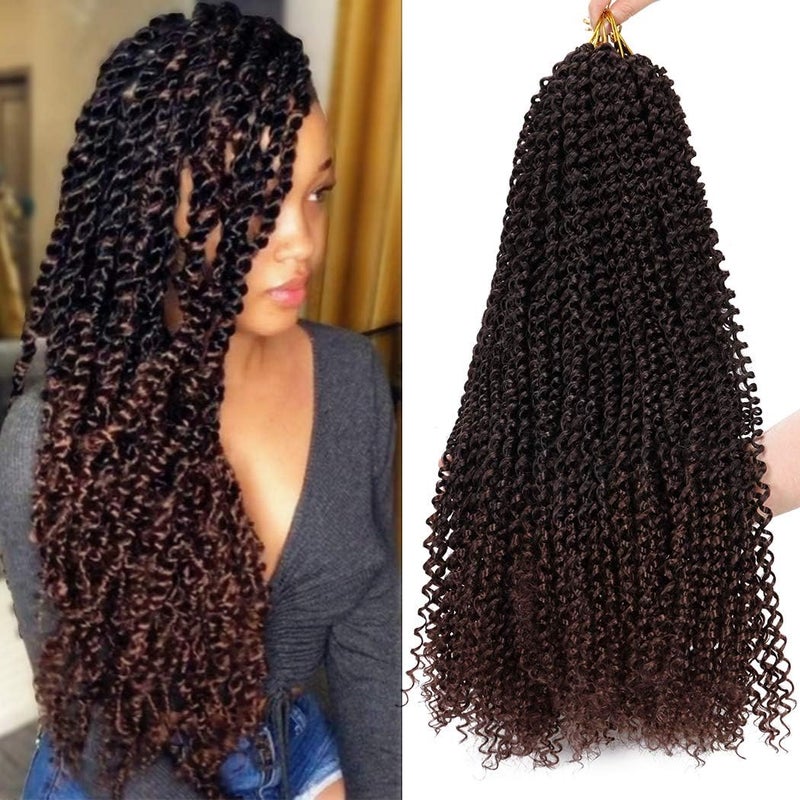 Dorsanee 7 Packs Passion Twist Hair 22 Inch Water Wave Synthetic Braids for Passion Twist Crochet Braiding Hair Goddess Locs Long Bohemian Curl Hair Extensions (22Strands/Pack, T33#) - Image 1