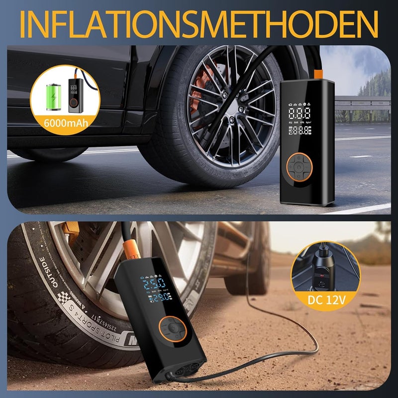 Higoom Corded/Cordless Dual Purpose Digital Tyre Inflator - Portable Air Compressor with LED Lights - Image 3