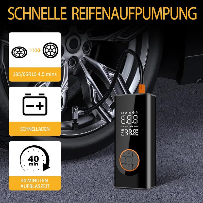 Higoom Corded/Cordless Dual Purpose Digital Tyre Inflator - Portable Air Compressor with LED Lights - Image 4