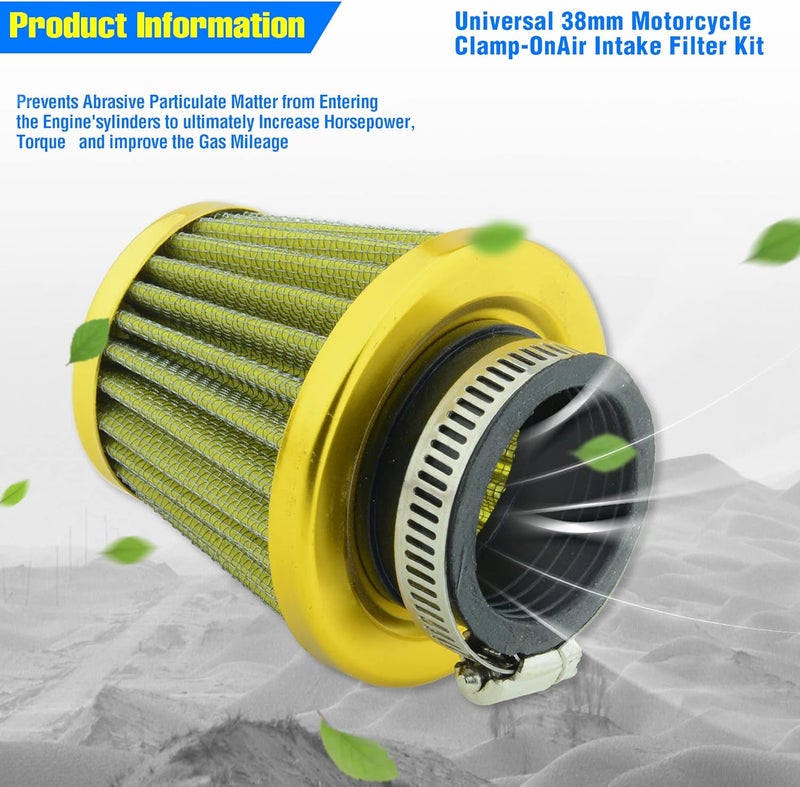 MCHMFG Motorcycle Air Filter 38mm for SSR 110cc 125cc Coolster CRF Dirt Pit Bike GY6 50cc Scooter Moped QMB139 Engine Parts (Gold) - Image 4