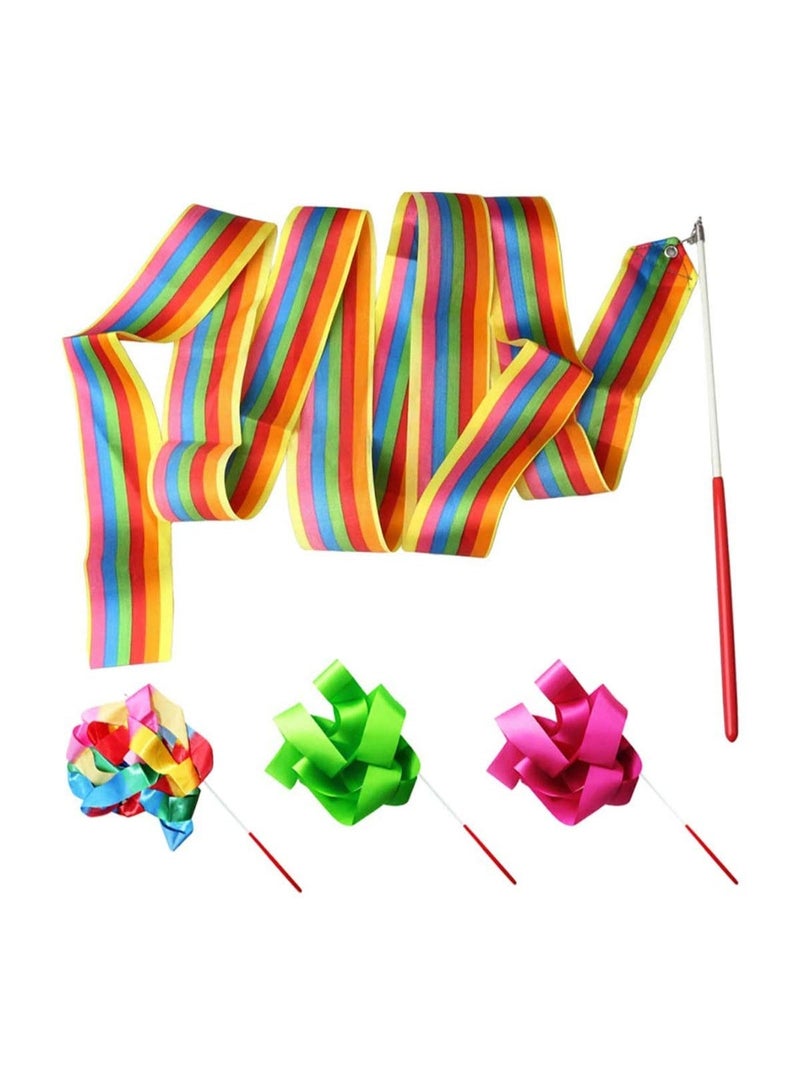 HZYH 4 Pcs Dance Ribbons, 4 Color Gymnastic Ribbon for Kids Dancing Streamers Rhythmic with a Twirling Baton Rod Streamer Baton Art - Image 1