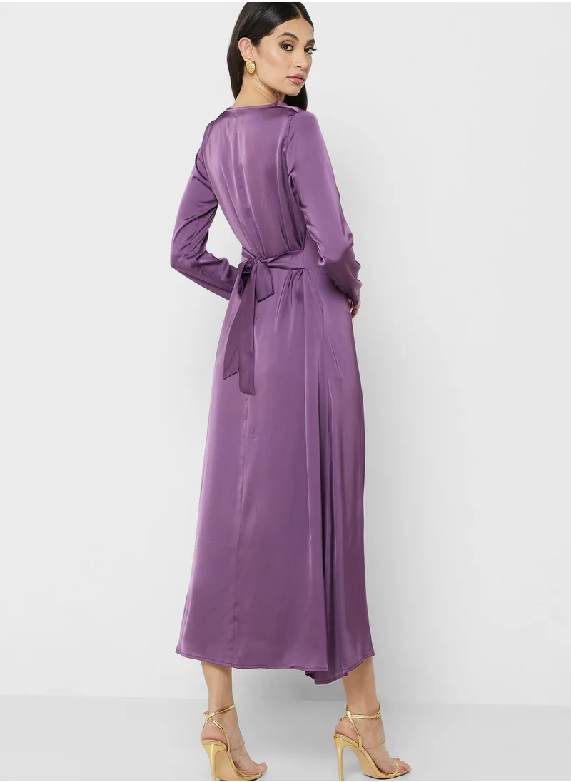 Khizana Cowl Neck Satin Dress