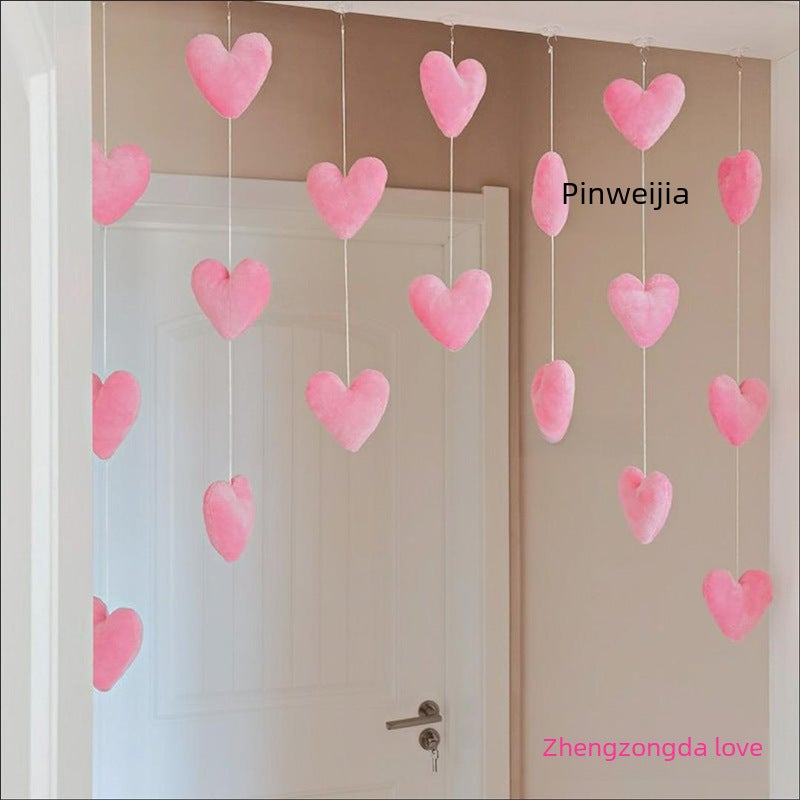 Door Curtain: High-Quality Fabric, Chic Korean Style - Cute Pink Heart & Cloud Pattern Window Curtain for Home Room Decor - Image 2