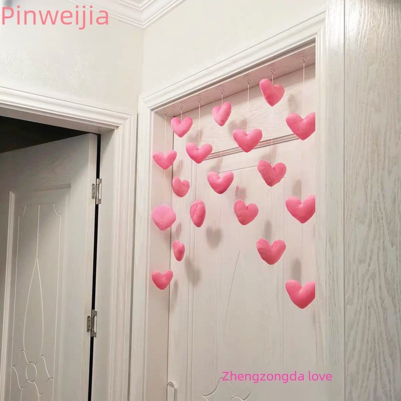 Door Curtain: High-Quality Fabric, Chic Korean Style - Cute Pink Heart & Cloud Pattern Window Curtain for Home Room Decor - Image 5