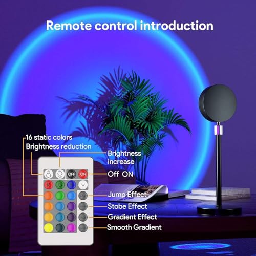 One94Store RGB Sunset Projection Lamp – 16 Color Modes LED Night Light with Remote for Bedroom, Romantic Decor, Valentine Day Gift, Love Gift for Her, Couple Gift, Ambient Mood Lighting - Image 5