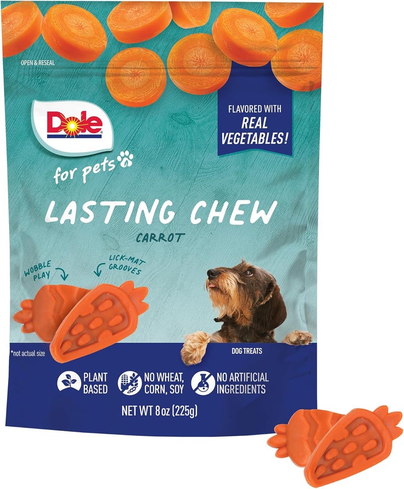 Dole for Pets Freshly Fetched Lasting Chew, Carrot Flavor Dog Treats, Small Breed, 8oz, 10ct | Flavored with Real Veggies, No Wheat, Corn, Soy, Artificial Flavors, Colors, or Preservatives - Image 1