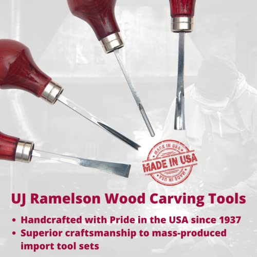 UJ Ramelson Co 10pc Wood Carving Wood Block Tools & Leather Tool Roll Ramelson USA 107 209 - Image 3
