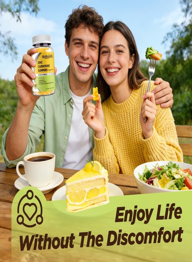 هوليجيند مكمل غذائي من كارنوزين الزنك، خالٍ من السكر، 75 ملغ من كارنوزين الزنك العضوي مع إل-جلوتامين، مزيج من البروبيوتيك والأعشاب، دعم شامل لصحة الأمعاء والجهاز الهضمي، تخفيف الانتفاخ، نباتي، غير معدل وراثيًا، 60 قطعة حلوى - Image 4
