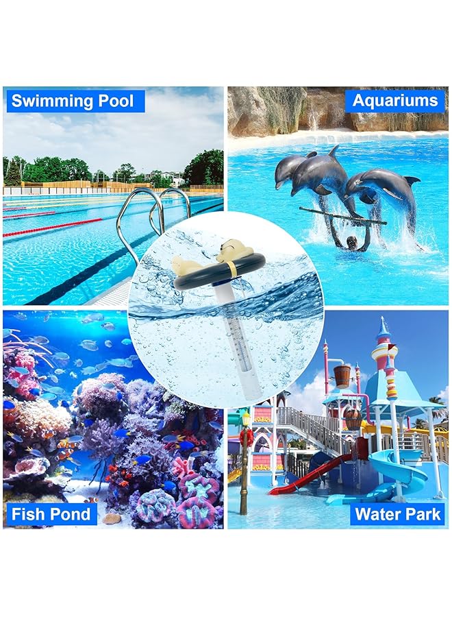 إكسفور مقياس حرارة حمام السباحة العائم سهل القراءة على شكل دب قطبي مريح، مقياس حرارة الماء لحمام الثلج مع خيط، مناسب لحمامات السباحة الداخلية والخارجية والمنتجعات الصحية وأحواض المياه الساخنة وأحواض السمك - Image 3