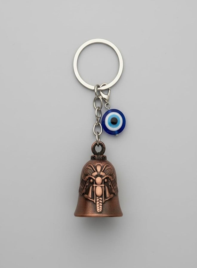 AEROSTARK Bronze Bike Guardian Bell for Bike with Evil Eye Keychain | Motorcycle Safety Bell for Riders | Lucky Charm Key Ring for Bike Car Scooter | Antique Metal Biker Gift for Men Women - Image 4