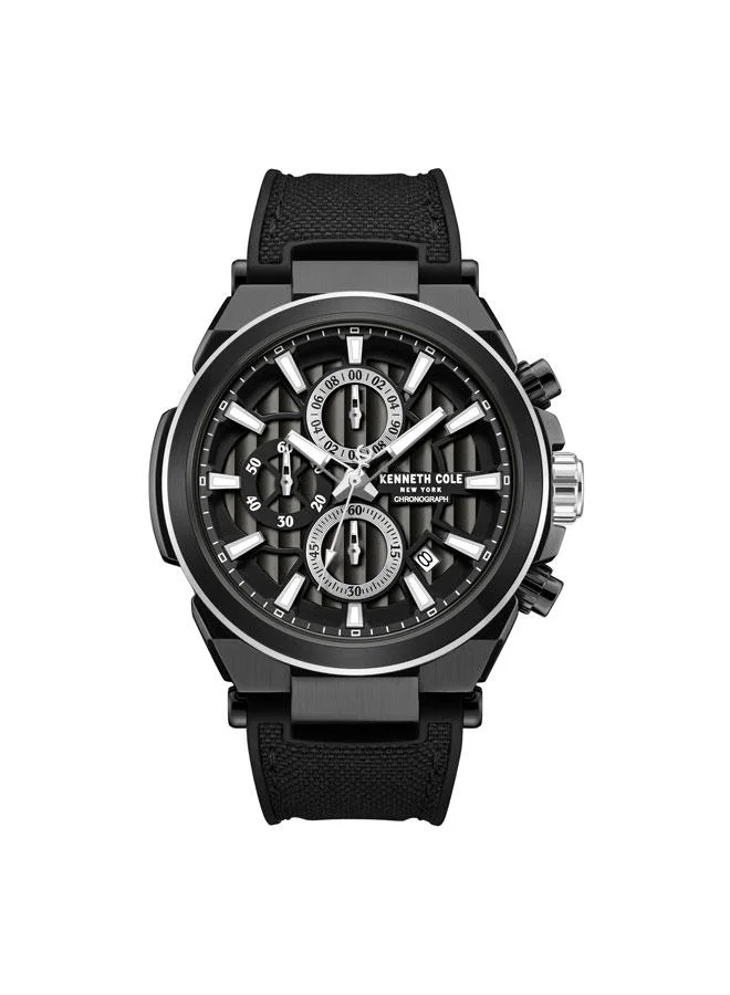 Kenneth Cole New York Downtown Men's 42mm Chronograph Watch with Black Dial & Silicone-Nylon Strap