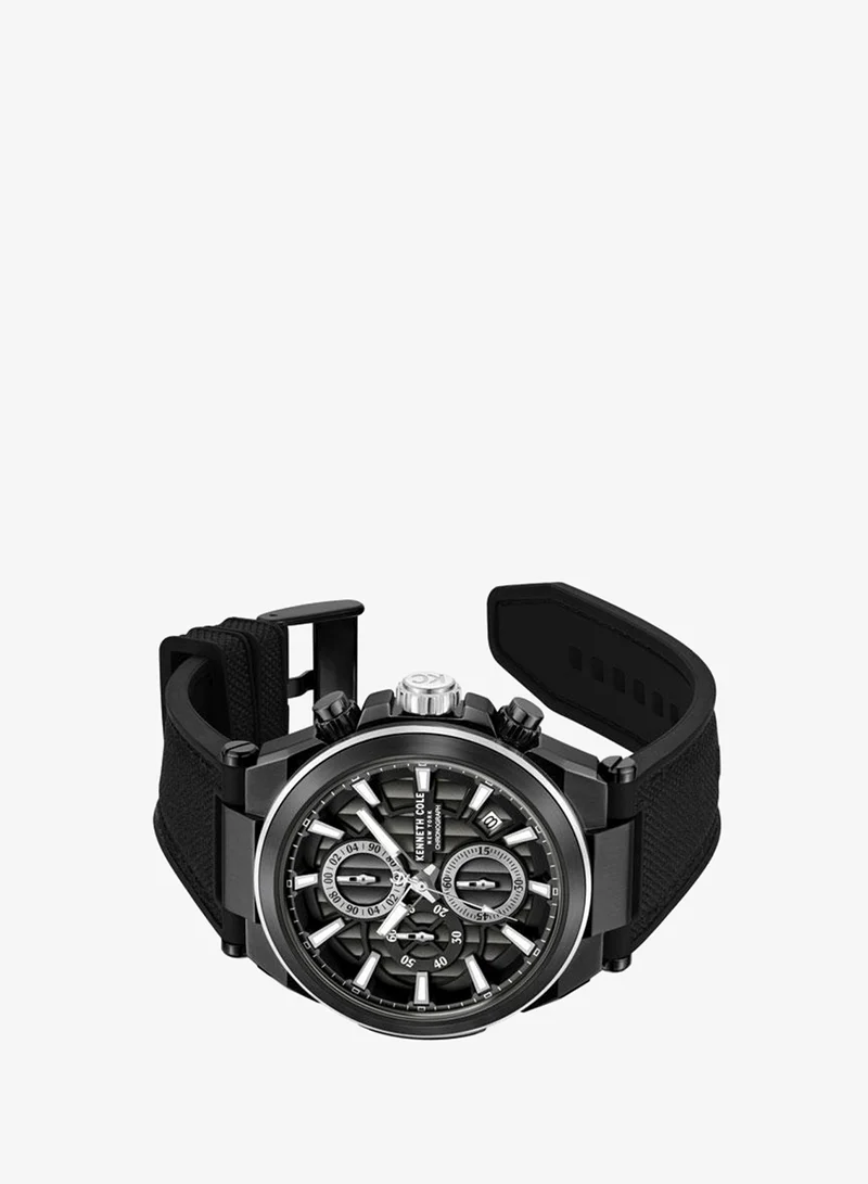 Kenneth Cole New York Downtown Men's 42mm Chronograph Watch with Black Dial & Silicone-Nylon Strap