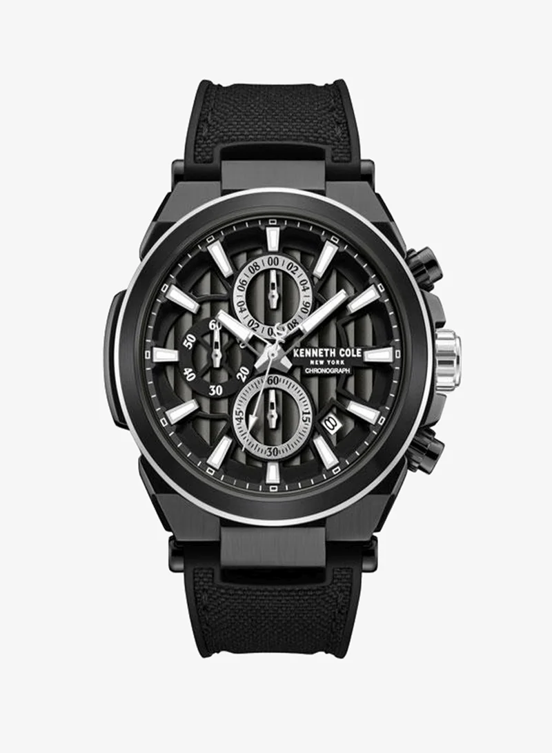 Kenneth Cole New York Downtown Men's 42mm Chronograph Watch with Black Dial & Silicone-Nylon Strap