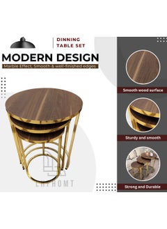 LHFHOMT LHFHOMT Nesting Tables Set of 3 Pieces, Round Coffee table, Ceramics Wooded Top, Strong Gold Metal Frame for Living Room,Sofa Side  - Image 5