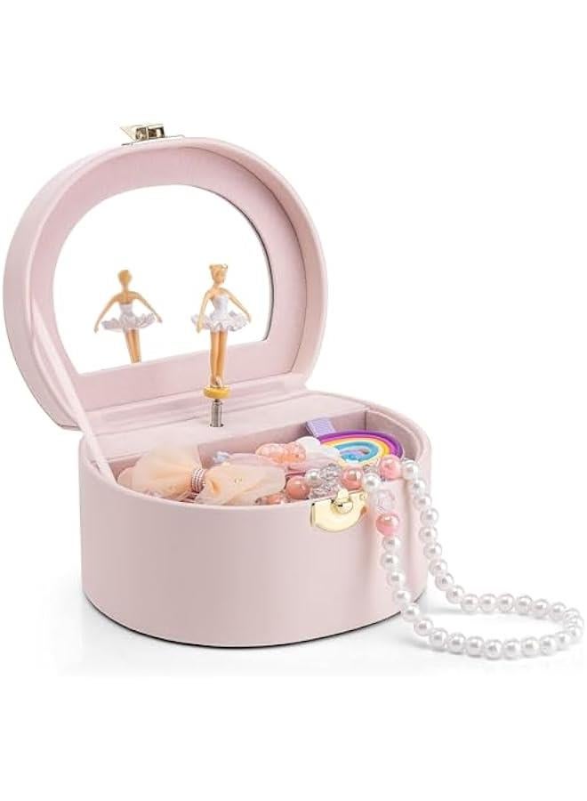 عربست فلاندو صندوق مجوهرات موسيقي للبنات - عيد ميلاد للبنات من سن 4 5 6 7 8-12 سنة - صندوق موسيقى للاطفال مع راقصة باليه ل وديكور غرفة النوم - بينك فاتح - Image 1
