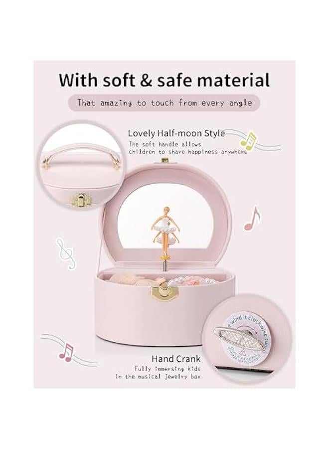 عربست فلاندو صندوق مجوهرات موسيقي للبنات - عيد ميلاد للبنات من سن 4 5 6 7 8-12 سنة - صندوق موسيقى للاطفال مع راقصة باليه ل وديكور غرفة النوم - بينك فاتح - Image 4