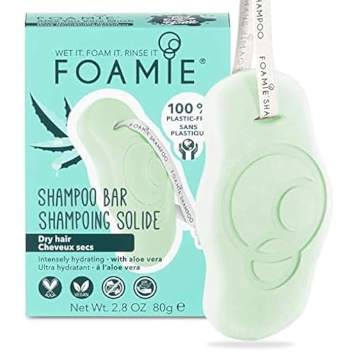 Foamie Shampoo Bar, Natural Aloe Vera for Dry Hair, 100% Vegan & Plastic-Free, Sulfate-Free, Paraben-Free, Cruelty-Free, 2.8 ounces - Image 1
