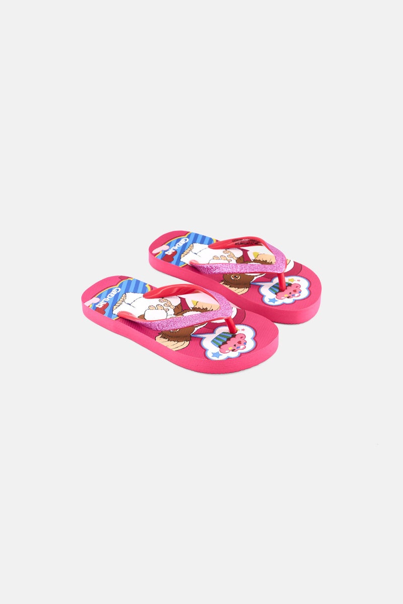 Gremlins Kids Girl Graphic Print Slip On Flip Flop, Pink Combo - Image 1