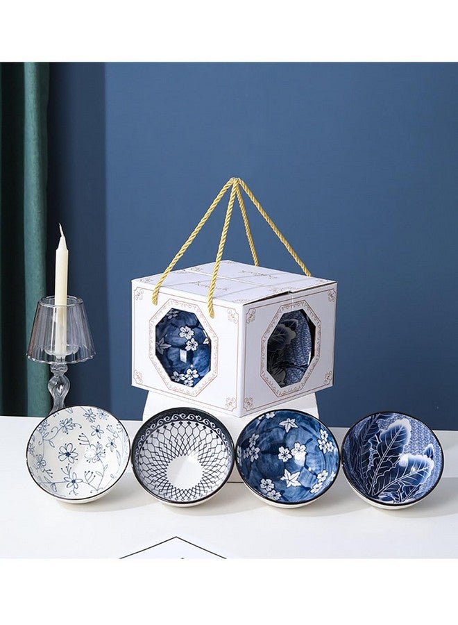 P-PLUS INTERNATIONAL Chinese Bowl, Ramen Bowl, Dinner Bowl, Snack Bowl, Soup Bowl Set, Cute Bowl, Ceramic Pasta Bowl, Ceramic Salad Bowl, Japanese Bowl Microwave Oven Bowl (Set of 4, Random Pattern) - Image 1