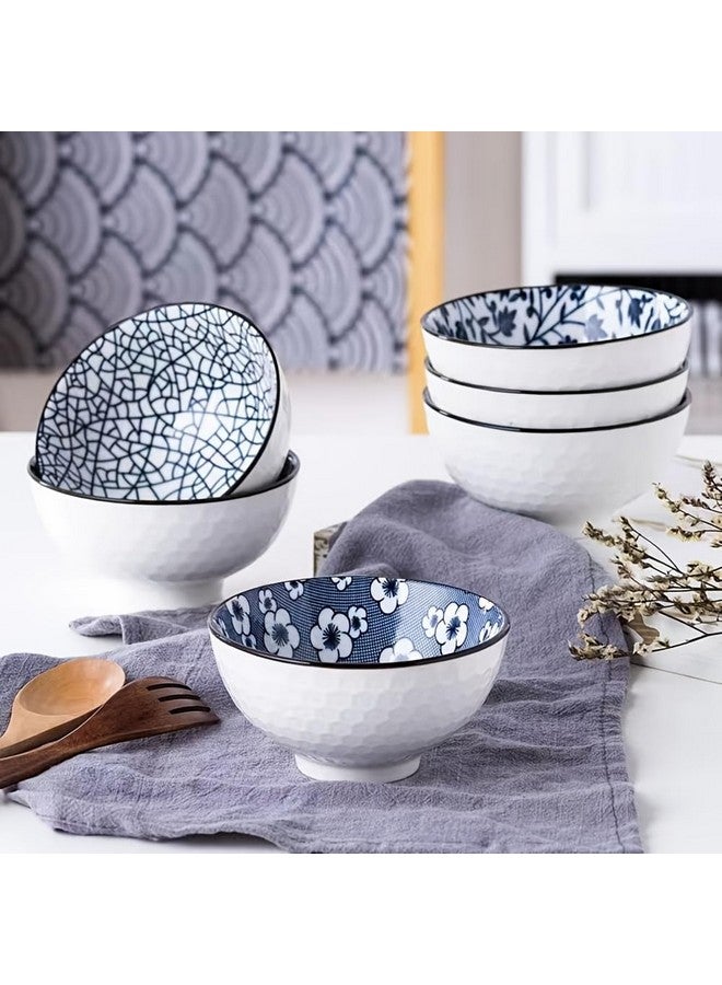 P-PLUS INTERNATIONAL Chinese Bowl, Ramen Bowl, Dinner Bowl, Snack Bowl, Soup Bowl Set, Cute Bowl, Ceramic Pasta Bowl, Ceramic Salad Bowl, Japanese Bowl Microwave Oven Bowl (Set of 4, Random Pattern) - Image 4