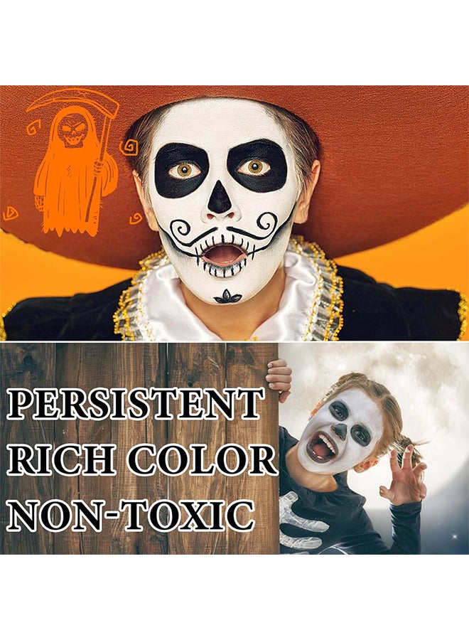 EELHOE Black White Face Body Paint Kit, Body Paint Non Toxic Face Painting Kits With 2 Professional Paint Brushes For Adult Kids, For Art Theater Party Cosplay, For Clown Zombie Cosplay Makeup - Image 5