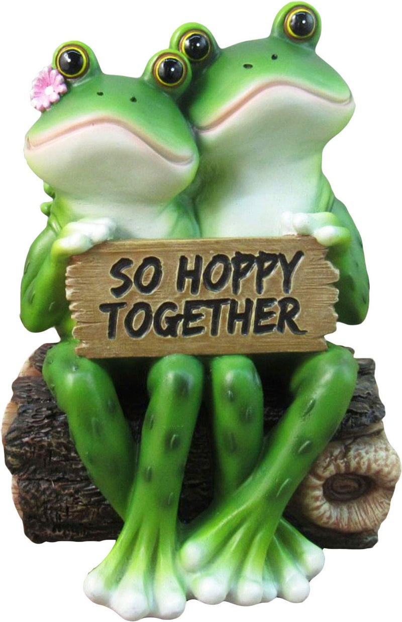 DWK 6.5" So Hoppy Frogs Happy Frog Couple "So Hoppy Together" Fun Decor Figurine Valentine Romantic Statue for Home and Office - Image 1