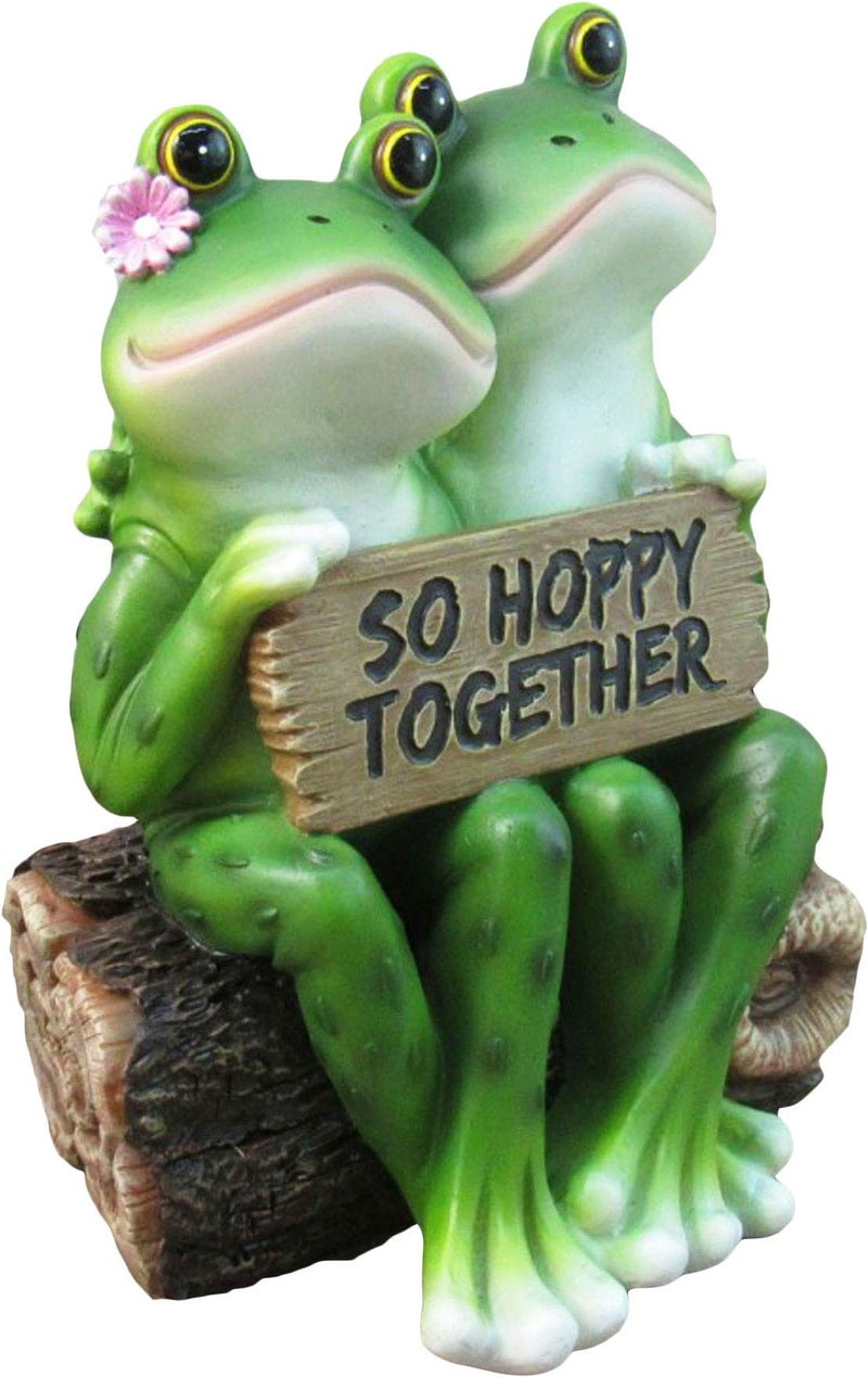 DWK 6.5" So Hoppy Frogs Happy Frog Couple "So Hoppy Together" Fun Decor Figurine Valentine Romantic Statue for Home and Office - Image 2