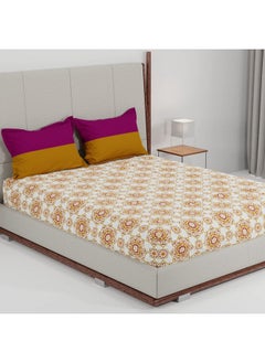 Trident Trident Bedsheet Set - Urban Comfort Collection, 100% Cotton Bedsheet for Double Bed (1 Queen Size Bedsheet with 2 Pillow Covers) Superior Softness, 144 Thread Count - Majestic Mandala Yellow  - Image 2