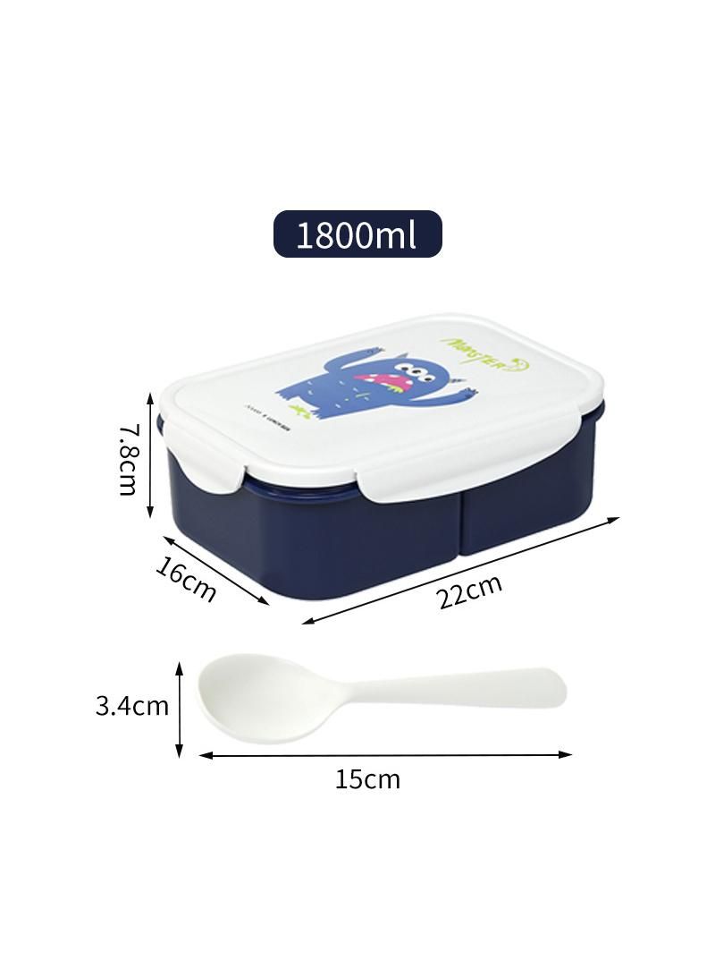 Monster Lunch box 3 cells with spoon 1800ML dark blue white - Image 1