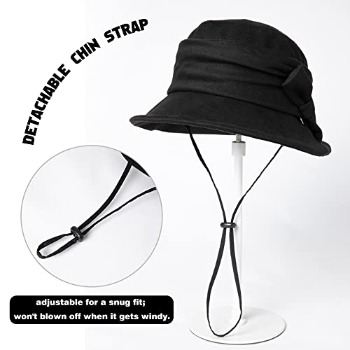 Comhats Womens 1920 Vintage Fedora Bowler Cloche Bucket Church Derby Party Hat Fall Winter Floppy Ladies Tan - Image 4