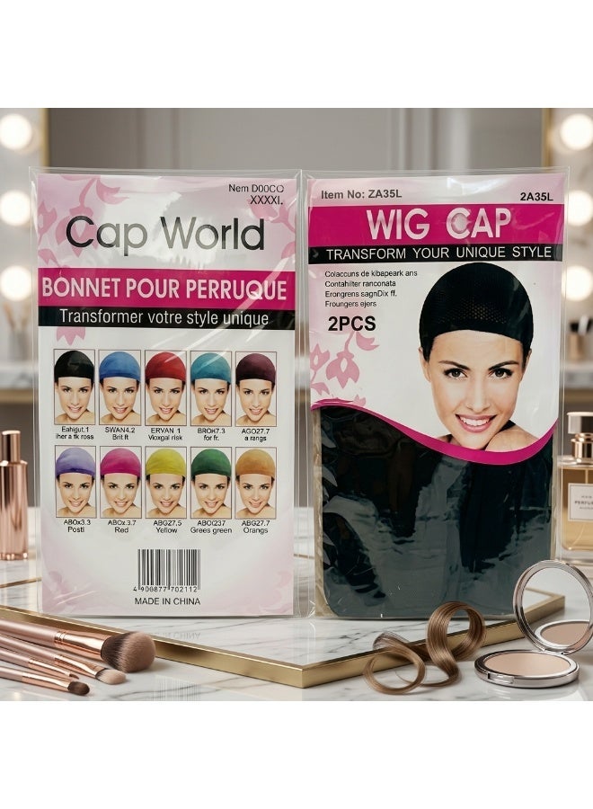 Women’s Under Hijab Wig Cap (2 Pieces), Breathable Stretch Hair Control Cap, Lightweight Non-Slip Inner Cap for Daily Wear - Image 1