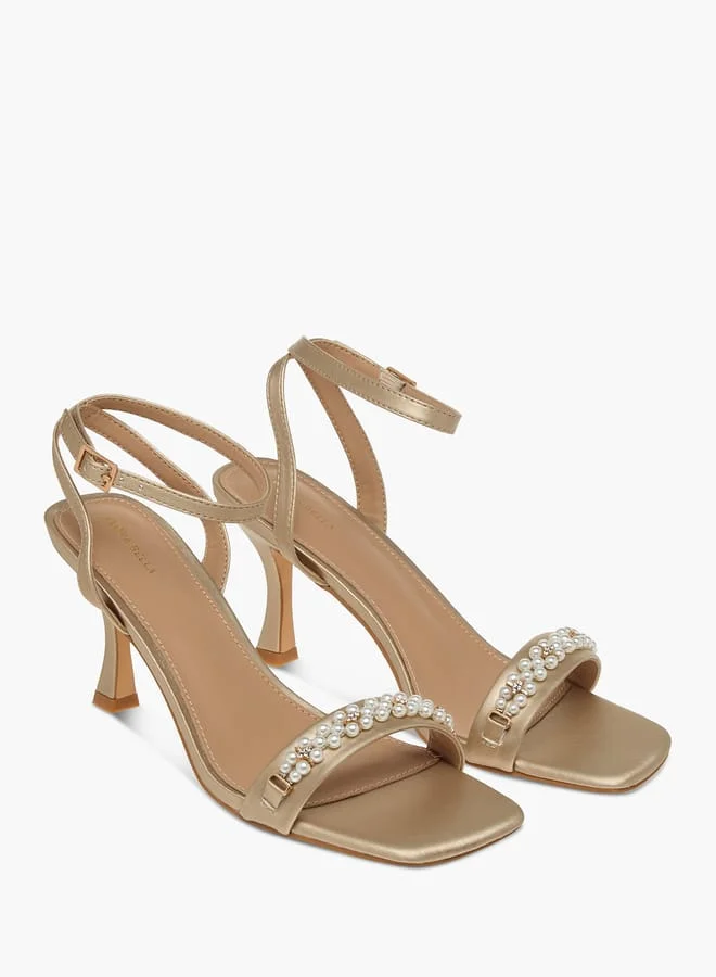 Flora Bella By Shoexpress Womens Pearl Embellished Slip-On Stiletto Sandals With Buckle Closure