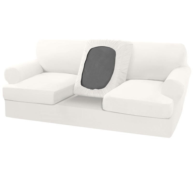 H.VERSAILTEX HVERSAILTEX Sofa Cover 4 Piece T Cushion Sofa Slipcovers Couch Cover for 3 Cushion Couch Non Slip Super Stretch Soft Washable Furniture Protector with 3 Individual T Cushion Covers Ivory 