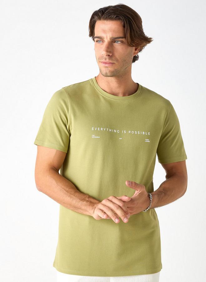 ايكونيك تيشيرت بياقة ضيّقة وأكمام قصيرة وطبعات تايبوجرافيك من آيكونيك - Image 1