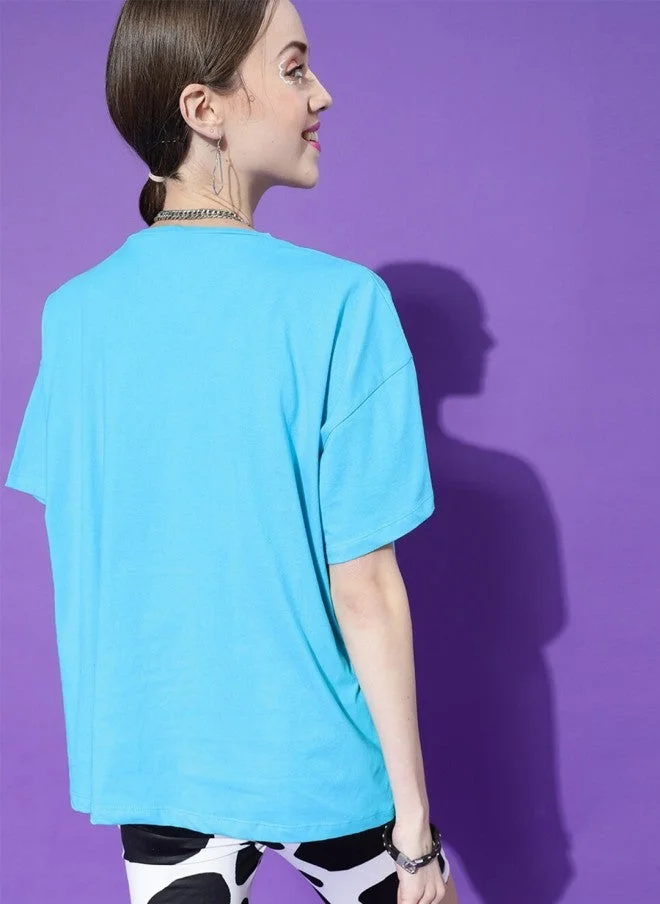 STREET 9  Turquoise Blue Oversized T-Shirt for Women  | Best Price UAE
