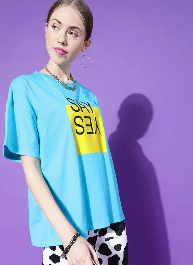 Turquoise Blue Oversized T-Shirt for Women
